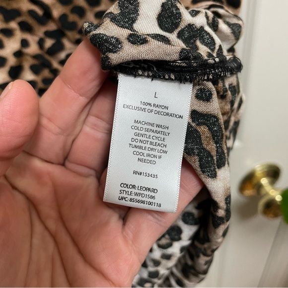 Beachlunch lounge Leopard print split neck shift dress L - Picture 8 of 11